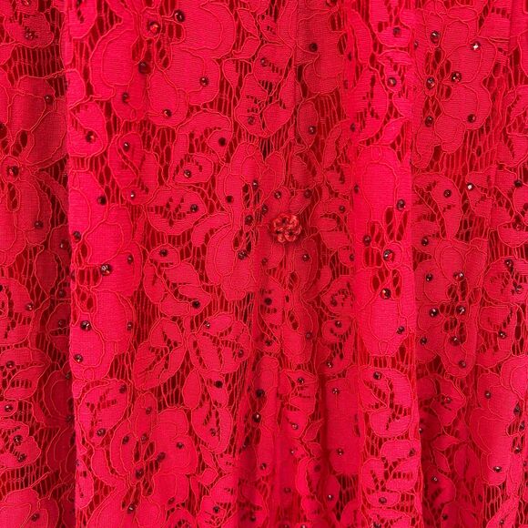 ABBY PARIS Red Lace Gem Bling Mermaid Homecoming Prom Maxi Formal Gown Dress 6 - Picture 10 of 11